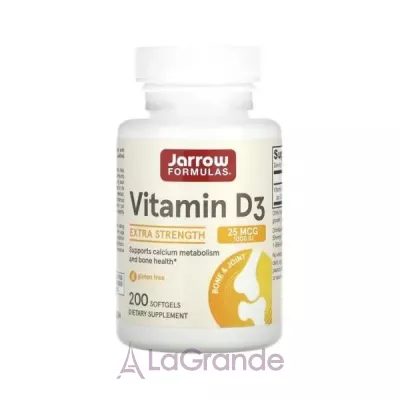 Jarrow Formulas, Vitamin D3, 1000 IU, 100/200 Softgels  D3  (Vitamin D3) 1000 , 100/200 