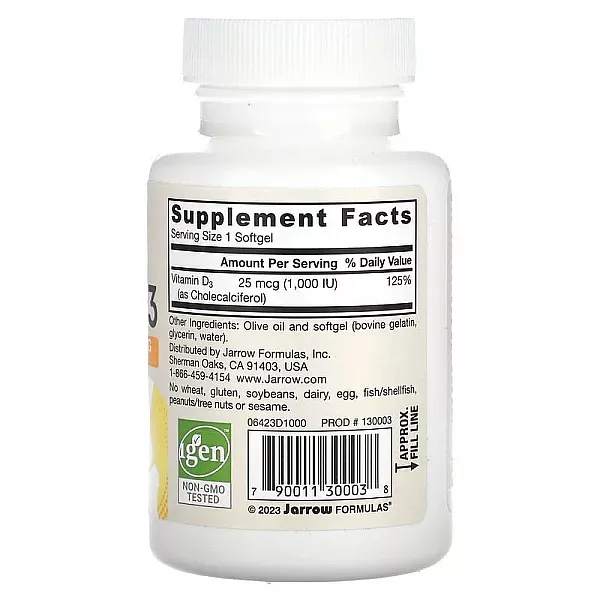 Jarrow Formulas Vitamin D3, 1000 IU ³���� D3 ���������������