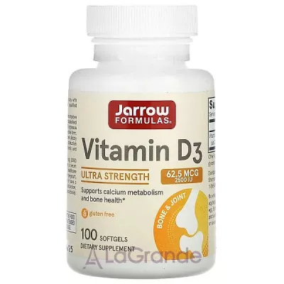 Jarrow Formulas, Vitamin D3, Cholecalciferol, 2,500 IU, 100 Softgels  D3  (Vitamin D3 Cholecalciferol) 2500  100 