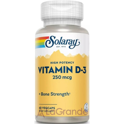 Solaray Super Strength Vitamin D-3 250mcg   ³ D-3