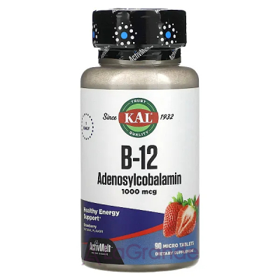 KAL, B-12 Adenosylcobalamin, Strawberry, 1,000 mcg, 90 Micro Tablets ³ 12 (B-12 ) 1000  90    