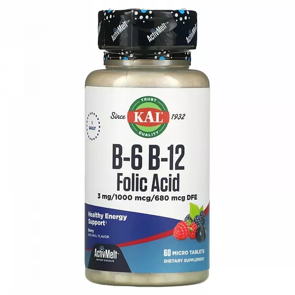KAL B-6 B-12 Folic Acid Berry 3/1000/680mcg ³����� B-6 B-12 ��볺�� ������� � ������ ���