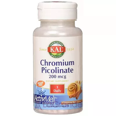 KAL, Chromium Picolinate ActivMelt, Cinnamon Bun, 120 Micro Tablets   (Chromium Picolinate) 200  120      