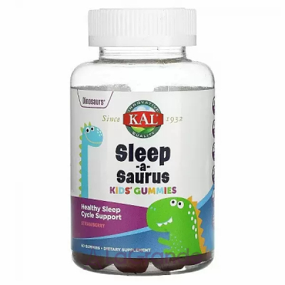 KAL, Dinosaurs, Sleep-a-Saurus Kid's Gummies, Strawberry, 60 Gummies    (Sleep-a-Saurus) 60     