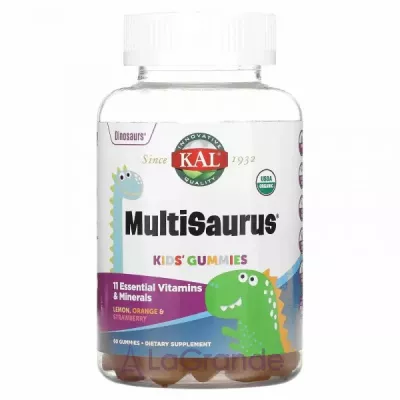 KAL, Kids Multisaurus Gummies, Lemon, Orange & Strawberry, 60 Gummies    (Kids Multisaurus Gummies) 60     ,   