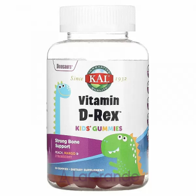 KAL Kids Vitamin D-Rex Gummies Peach Mango & Strawberry       ,   