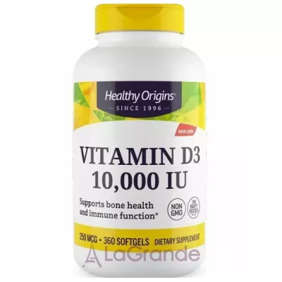 Healthy Origins Vitamin D3 10,000 IU ³ 3 10,000   