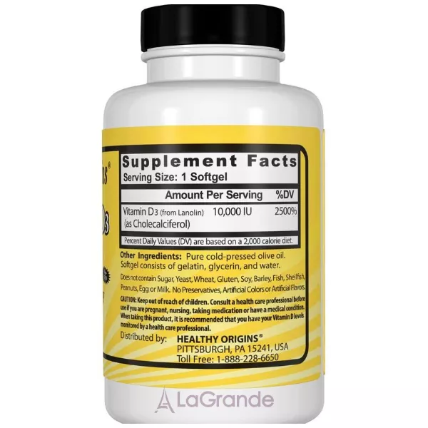 Healthy Origins Vitamin D3 10,000 IU ³���� �3 10,000 �� � ��������
