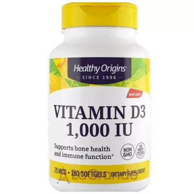 Healthy Origins Vitamin D3 1.000 IU  3 1,000   