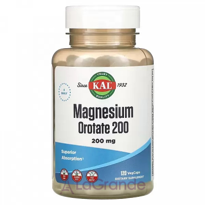 KAL, Magnesium Orotate 200, 200 mg, 120 Vegcaps (50 mg per Capsule)   (Magnesium Orotate) 200  120 