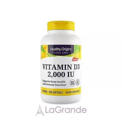 Healthy Origins Vitamin D3 2.000 IU  3 2,000   