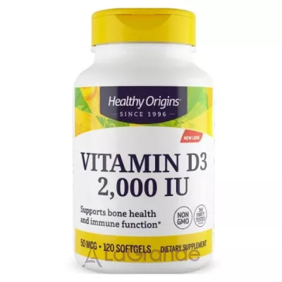 Healthy Origins Vitamin D3 2.000 IU  3 2,000   