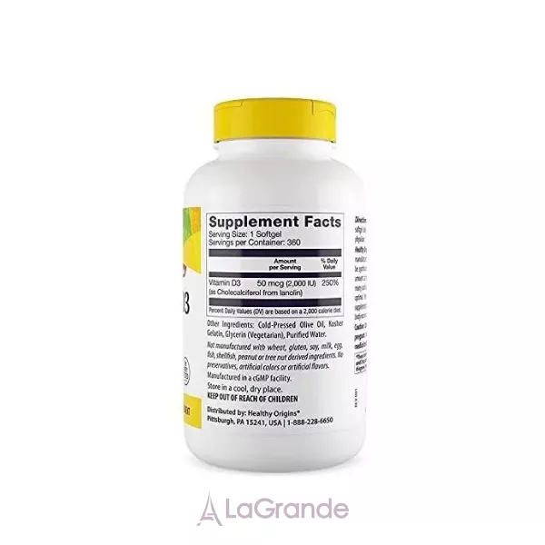 Healthy Origins Vitamin D3 2.000 IU ������� �3 2,000 �� � ��������