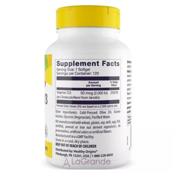 Healthy Origins Vitamin D3 2.000 IU ������� �3 2,000 �� � ��������