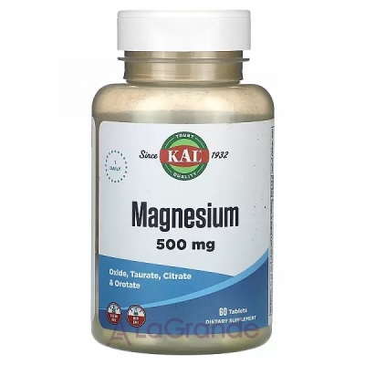 KAL, Magnesium, 500 mg, 60 Tablets  (Magnesium) 60 