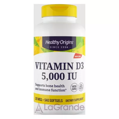 Healthy Origins Vitamin D3 5,000 IU ³ 3 5,000   