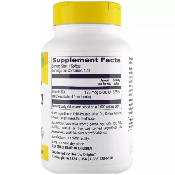 Healthy Origins Vitamin D3 5,000 IU ³���� �3 5,000 �� � ��������