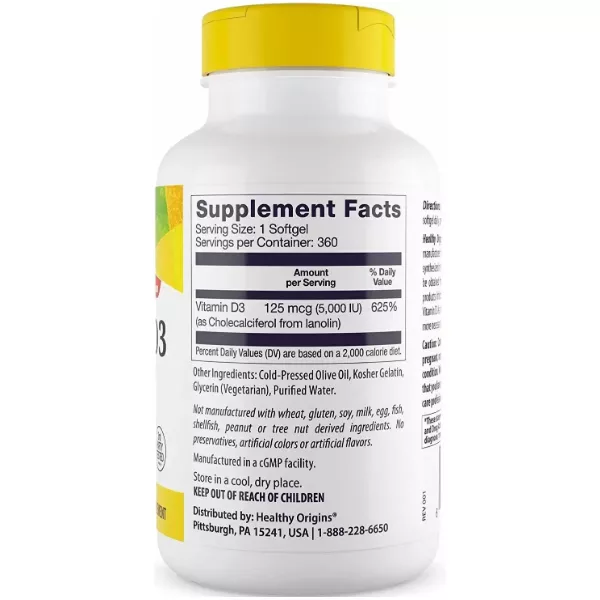 Healthy Origins Vitamin D3 5,000 IU ³���� �3 5,000 �� � ��������