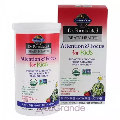 Garden of Life Dr. Formulated Brain Health Attention & Focus for Kids       ,     