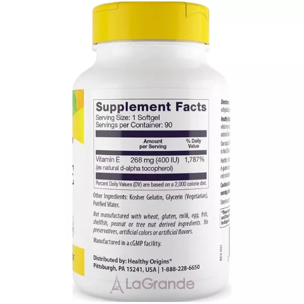 Healthy Origins Vitamin E 400 IU ������� E 400 �� � ��������