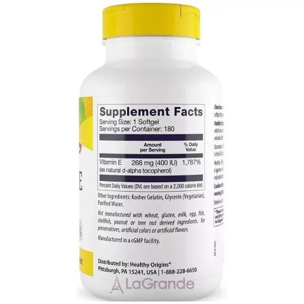 Healthy Origins Vitamin E 400 IU ������� E 400 �� � ��������