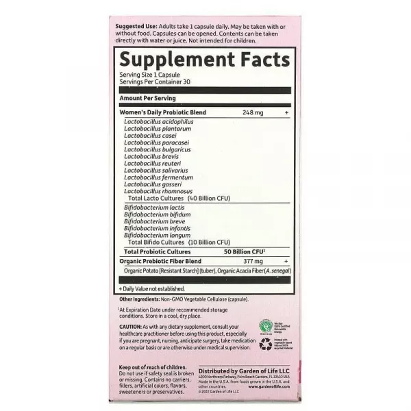 Garden of Life Dr. Formulated Probiotics Once Daily Women's ��������� ��� ���� 50 ���� ���