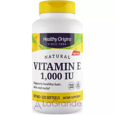 Healthy Origins Vitamin E 1,000 IU ³ E 1,000   