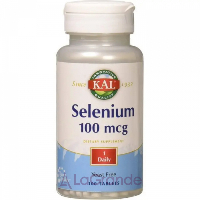 KAL, Selenium Yeast Free 100 mcg, 100 Tablet    (Selenium) 100  100 