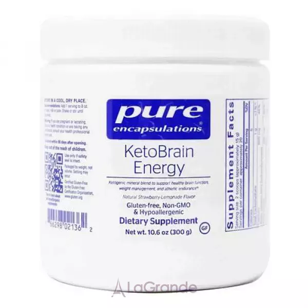 KetoBrain Energy Pure Encapsulations, 300 g ������ ��� ����㳿 ����� �� ��������� ����������� 300 �, � ������ ��������-�������