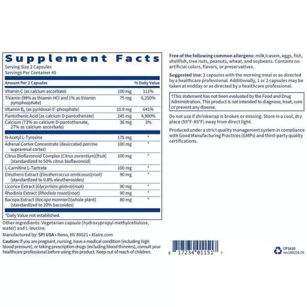 Klaire Labs Supplements Adrenal Support Formula ��������� �������������