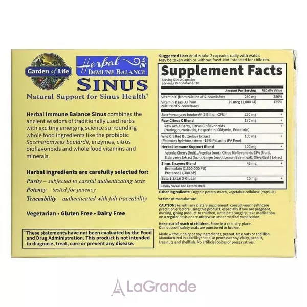 Garden of Life Herbal Immune Balance Sinus �������� ������ ��� �������