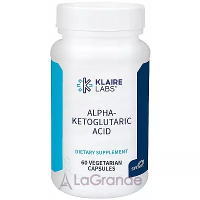 Klaire Labs, Alpha-Ketoglutaric Acid, Vegetarian Capsules, Dairy & Gluten-Free  300  -  (AKG) (Alpha-Ketoglutaric Acid) 300  60 