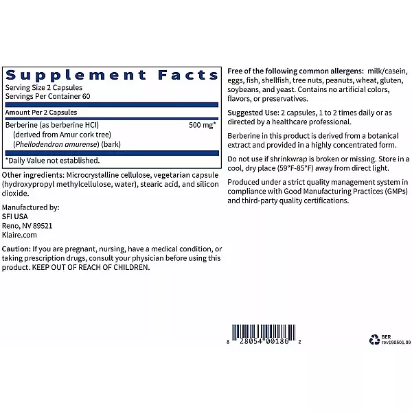 Klaire Labs Supplements Berberine 500 mg �������� ����������� � �����������