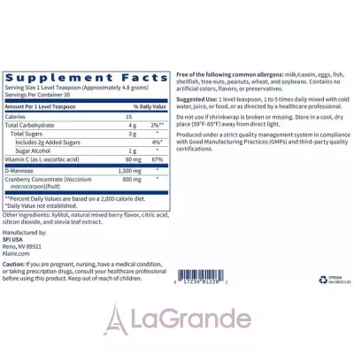 Klaire Labs, D-Mannose Plus, powder, 144 g D-      (D-Mannose Plus) 144 