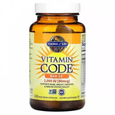 Garden of Life Vitamin Code RAW D3 2000 IU  ,  3 2000 