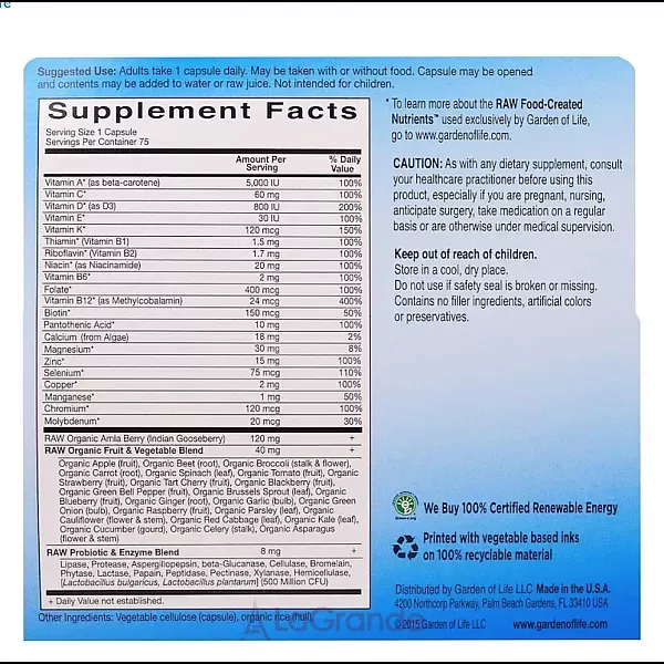 Garden of Life Vitamin Code Raw One for Men ����� �������� ��� ������