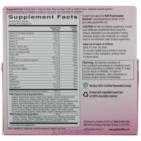 Garden of Life Vitamin Code Raw One for Women ����� �������� ��� ������
