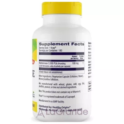 Healthy Origins Nattokinase 2000 FU's 100 mg  100   