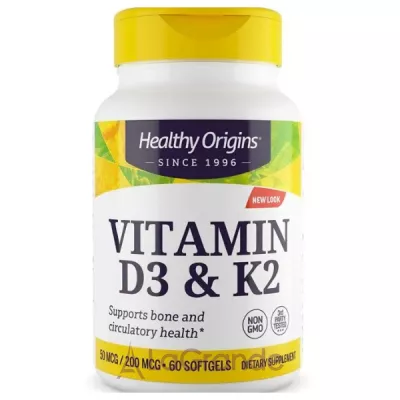 Healthy Origins Vitamin D3 50 mcg & Vitamin K2 200 mcg  3  2  