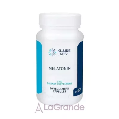 Klaire Labs, Melatonin, 3 mg, 60 veg. capsules  (Melatonin) 3  60 