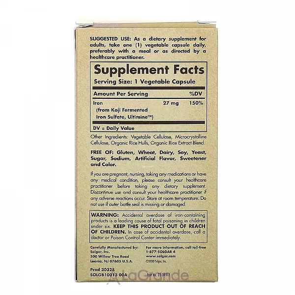 Solgar Koji Iron 27 mg ĳ������ ������� 