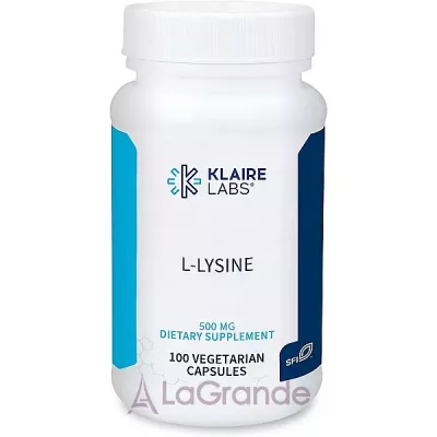 Klaire Labs, L-Lysine, 500 mg, 100 veg caps L ˳ (L Lysine) 500  100 