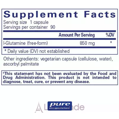 Pure Encapsulations L-Glutamine 850 mg L- 850 