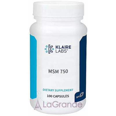 Klaire Labs, MSM, 750 mg, 100 capsules - (MSM) 750  100 