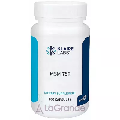 Klaire Labs, MSM, 750 mg, 100 capsules - (MSM) 750  100 