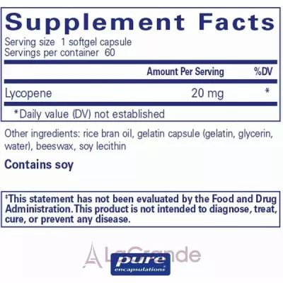 Pure Encapsulations Lycopene 20 mg  20 