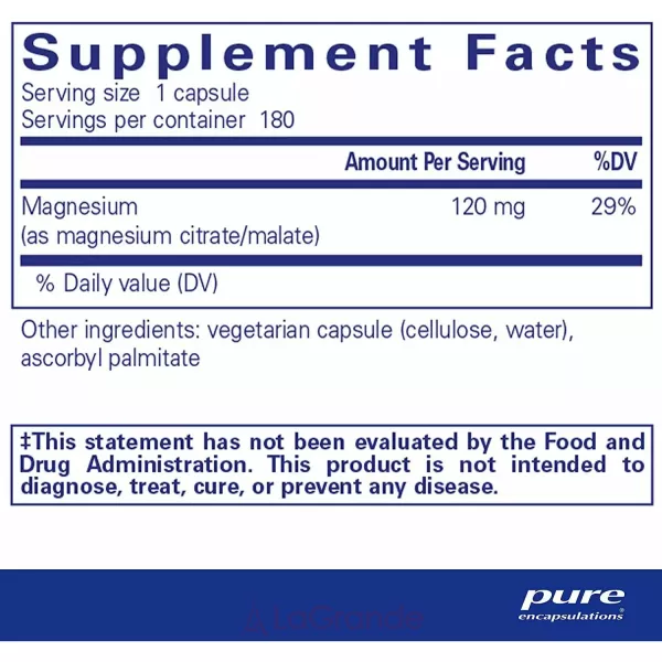 Pure Encapsulations Magnesium (citrate/malate) ������ ������/����� (��� �������� �������� �������� �������, ����� �� ������'� �����)