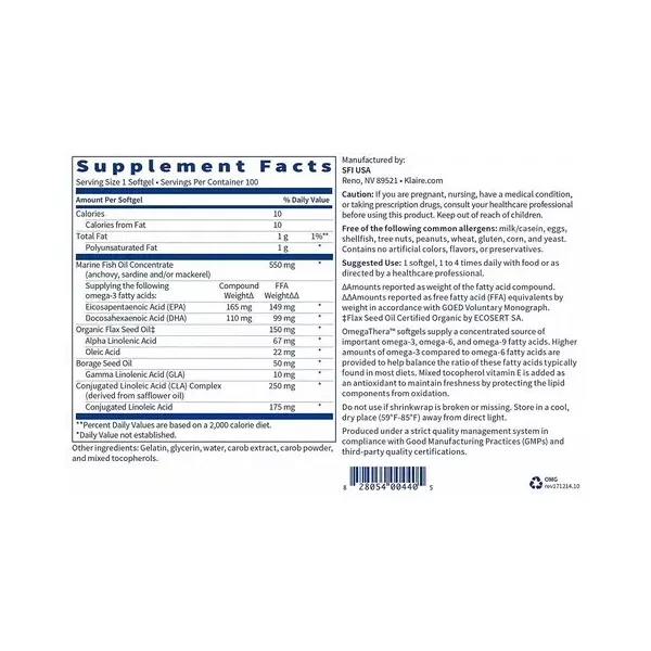 Klaire Labs Supplements Omegathera ����� 3-6-9 (Omegathera) ������������