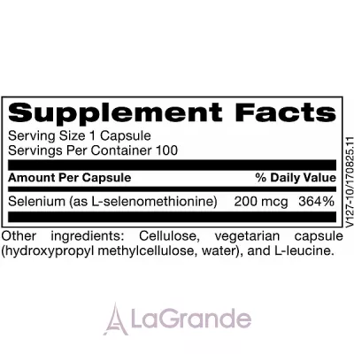 Klaire Labs, Seleno Met, 200 mkg, 100 veg caps  (Seleno Met) 200  100 