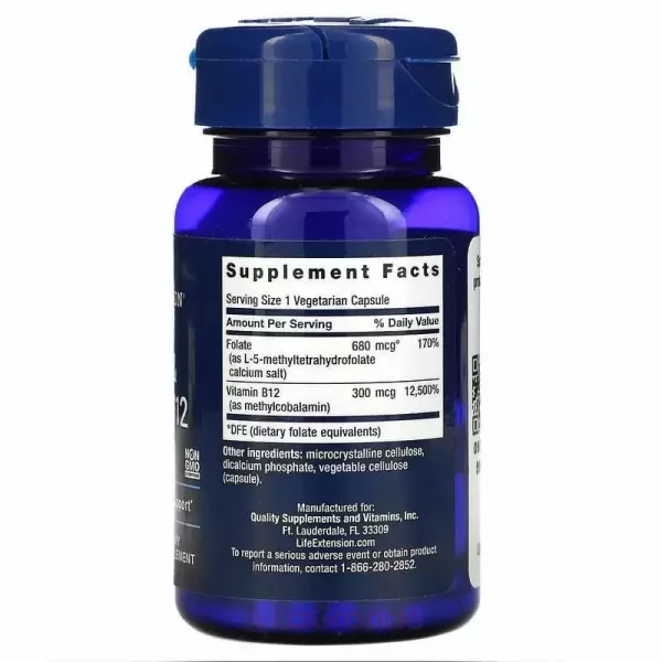 Life Extension Folate & Vitamin B12 ��볺�� ������� �� ����� B12